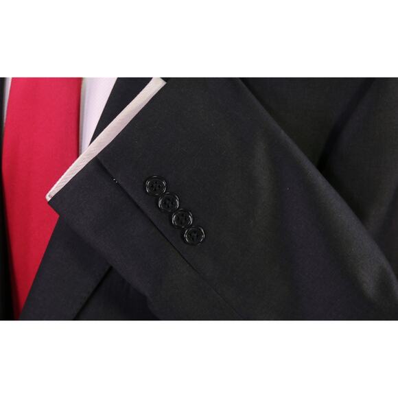 Jos A Bank Signature Gold Solid Charcoal Gray 2-Btn Wool Suit 44L - Picture 6 of 9